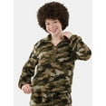 thumbnail image 2 of No Boundaries Half Zip Pullover and Shorts Plush Set, 2-Piece, Women's, 2 of 5