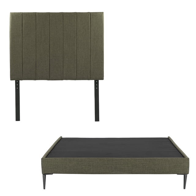 Box Base Cama Slim Matrimonial + Cabecera Argos Verde