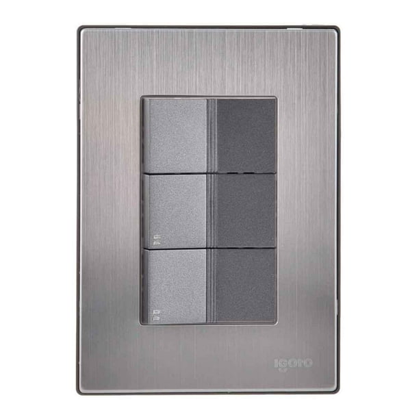 Placa Armada Inoxidable Con 3 Apagadores Escalera Un Modulo Igoto gris oscuro iGoto INOX