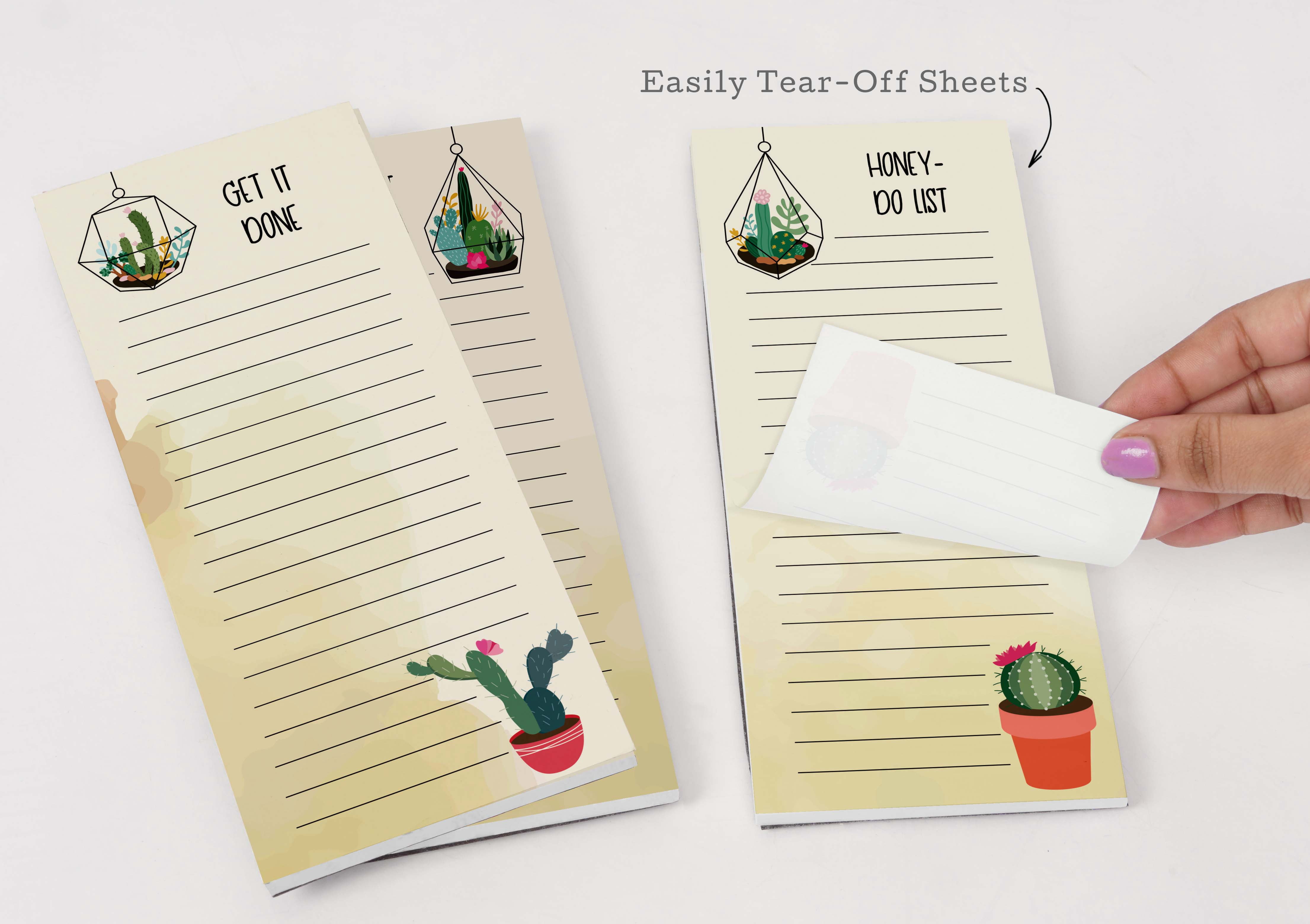 Inkdotpot Pack of 3 Magnetic Fridge To-Do List Notepads- Magnetic Memo Pads For Refrigerator-(50 Sheets Each)-PK