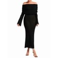thumbnail image 3 of Women'S Fall Off Shoulder Bodycon Sweater Dress Formal Long Sleeve Elegant Club Party Midi Maxi Dresses Black L, 3 of 7