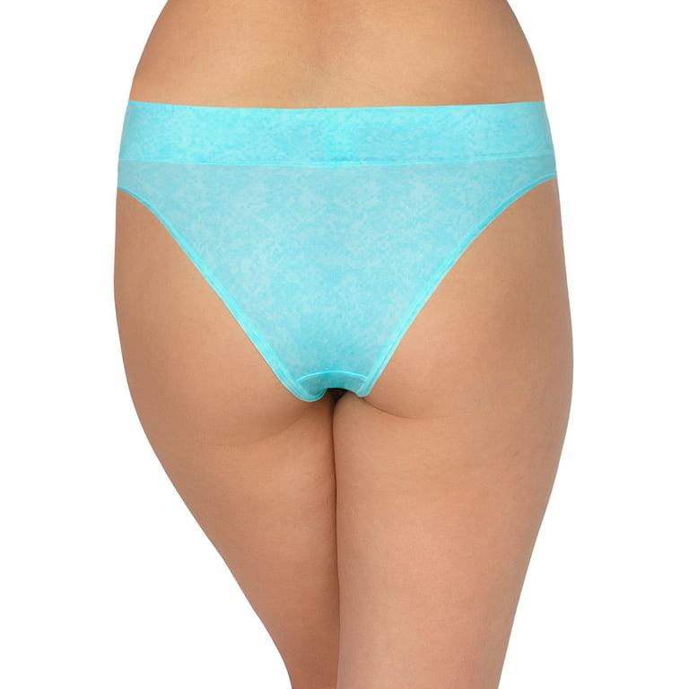 Secret Treasures Nylon Spandex Stretchy Cheeky High Cut Thong Panty  (Women's) 4 Pack 