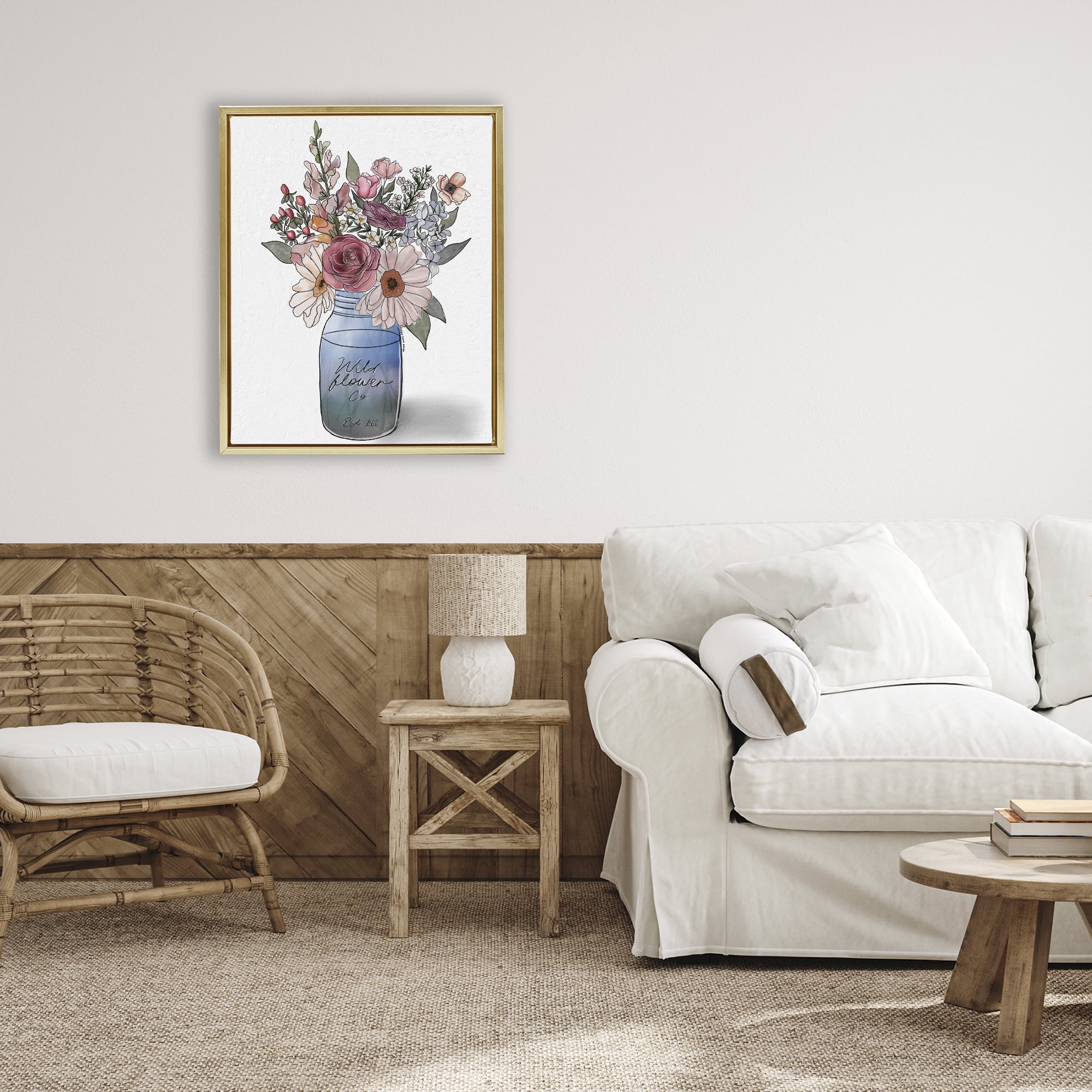 Stupell Industries Farmer's Market Florals Gold Framed Floater Canvas Wall Art, design by Alisha Kiara Design