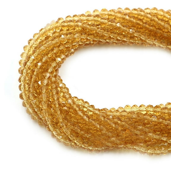 WHAMVOX 150pcs DIY Faceted Rondelle Glass Crystal Beads for Jewellery Necklace Bracelet Making 3x4mm (Golden Champion)