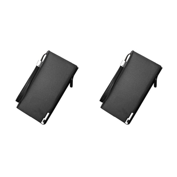 Qarigey Cartera larga de lujo para hombre, tarjetero de estilo Simple, monedero de bolsillo para hombre, bolso de moda con cremallera de PU, Negro 2piezas