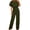 Army Green*women's summer jumpsuit, variant on Dressy Jumpsuit for Women Short Sleeve Round Neck Playsuit Solid Color Straight Leg Rompers with Belt of Today Black XXL
