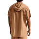 thumbnail image 3 of pstuiky camisetas de hombre, Blusa de lino con capucha y manga corta para hombre, color liso, con botones y cordón ajustable ropa de hombre m, 3 of 8