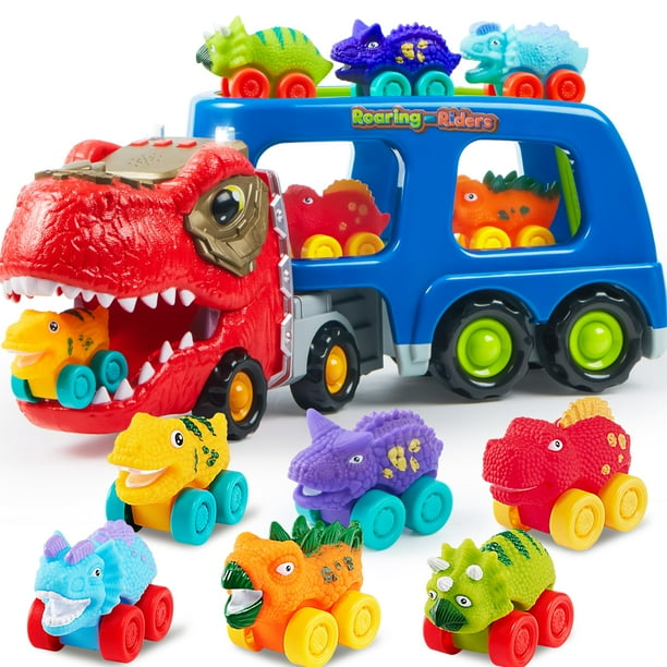 Camión con forma de dinosaurio, juguete JOYIN, transportador de coche con 6 figuras