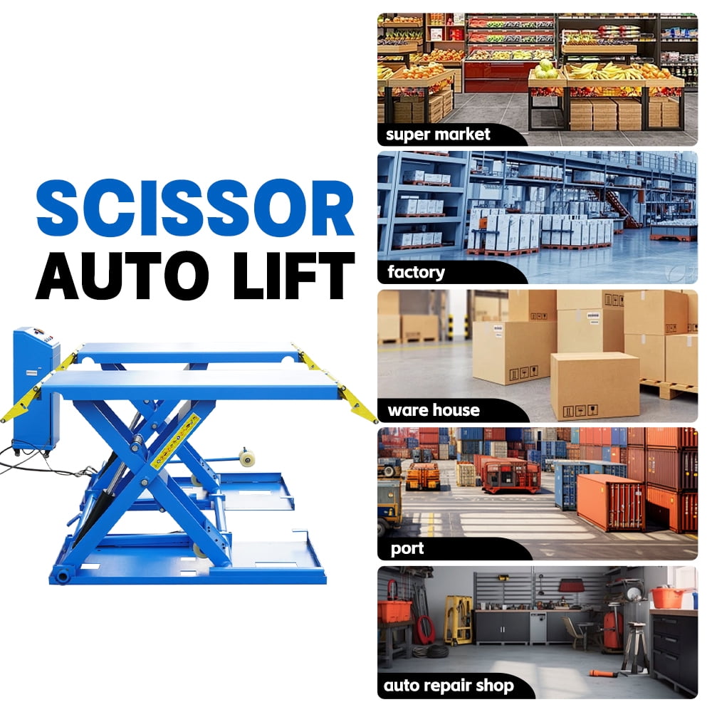 6614 lbs Mid-Rise Scissor Lift for Home Garage - 110V/60Hz Portable Car Lift with Pneumatic Release & 39.4" Lift Height - Heavy Duty Auto Lift for Truck & SUV Repair