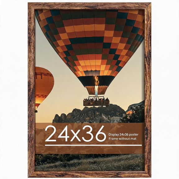 24x36 Brown Poster Frame with Plexiglass and Wall Mount