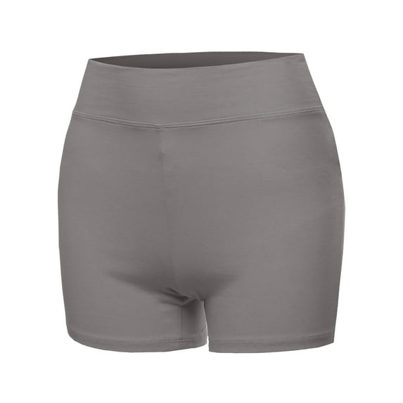 A2Y Women's Basic Solid Premium Cotton High Rise Bike Shorts Mid Grey 1XL