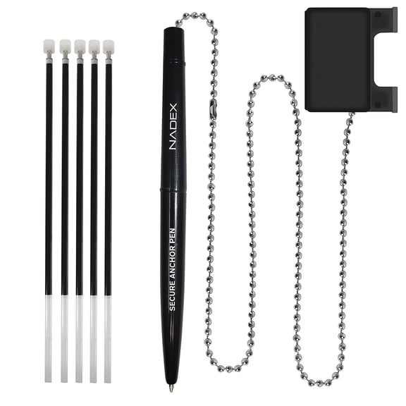 Nadex Coins NCC1-1133 Ball and Chain Security Pen Set with Base and Refills, Black
