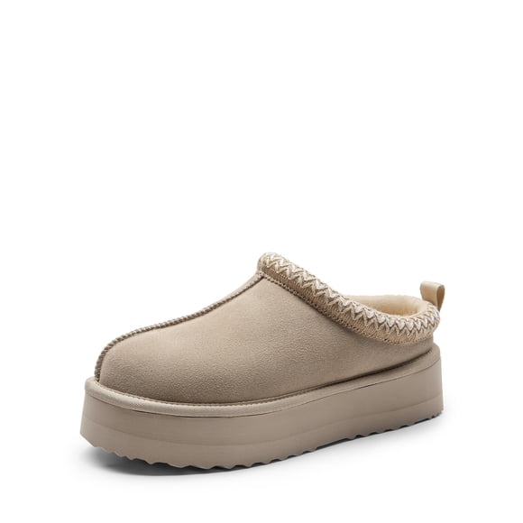 Pantuflas DREAM PAIRS para Mujer de Gamuza con Plataforma y Calidez, Talla 12