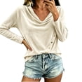 thumbnail image 2 of Womens Velvet Cowl Neck Tops Elegant Casual Long Sleeve Fall Winter Loose Fit Pullover Blouse Khaki S-2XL, 2 of 7