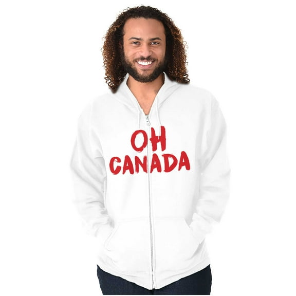 Oh Canada National Anthem CAN Native Unisex Fleece Graphic Zip Up Hoodie Brisco Brands 2X