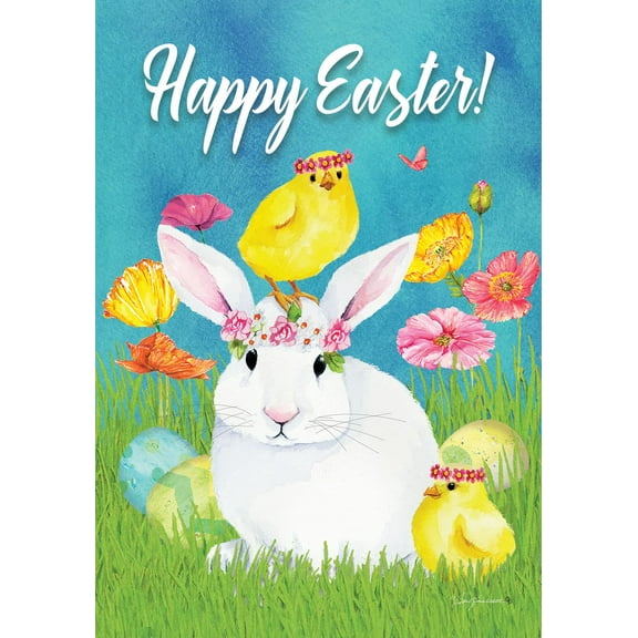 Floral Bunny and Chick 4800 Decorative Flag