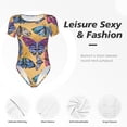 thumbnail image 4 of Saiise Grenouillère à Manches Courtes pour Femmes Motif Papillon 3 Col Rond Pyjama Justaucorps Extensible avec Fermeture à Pression-TG, 4 of 7