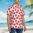thumbnail image 5 of Xecao Strawberry print Hawaiian shirt - a stylish short-sleeve button-down for men, perfect for casual beach and tropical outings., 5 of 9