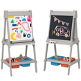 thumbnail image 2 of Qaba Easel for Kids, Art Easel with Paper Roll, Double Sided Whiteboard & Chalkboard with Painting Paper Stand, 2 Storage Boxes, 2 of 9
