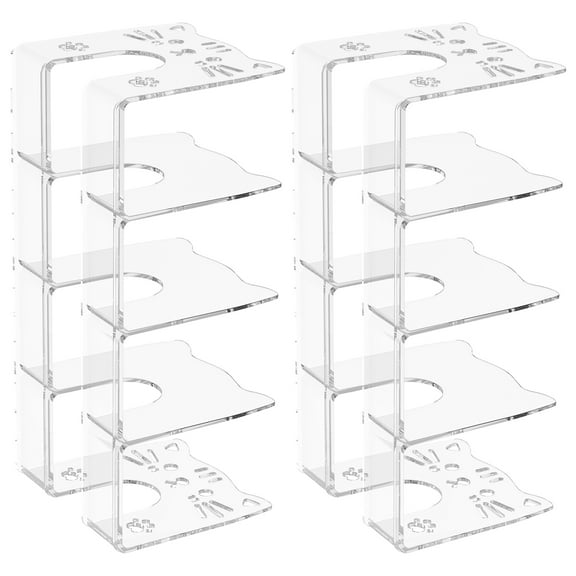 2Pcs Acrylic Shoe Rack 4 Compartment Clear Shoe Organizer Space Saving for Small Apartment Dorm Cramped Wardrobe