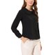 thumbnail image 4 of CAMISA DE BOTONES DE MANGA LARGA CON PUNTOS SUIZOS PARA MUJERES INSPIRADA EN CHIC, CUELLO PETER PAN, NEGRO, TAMAÑO S, 4 of 6
