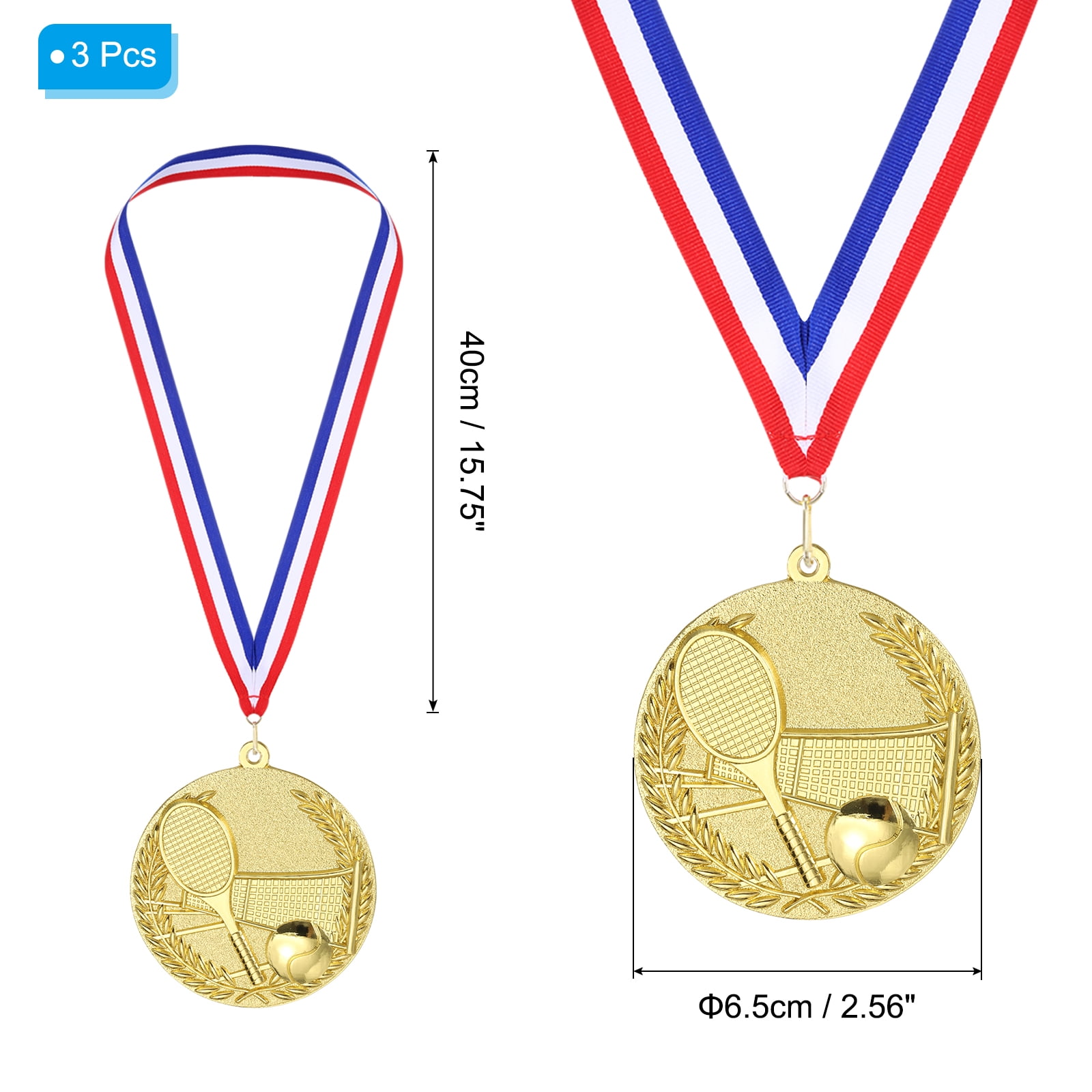 Uxcell 2.7" Gold Tennis Medals, 3Pcs Tennis Award Medals