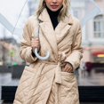 thumbnail image 4 of kamemir Long Puffer Coat Women Lightweight Quilted Down Jacket Overcoat Warm Winter Coats Trendy Casual Outerwear with Belt(Beige,L), 4 of 6