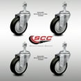 thumbnail image 2 of 4 Inch SS Black Polyurethane Wheel Swivel ½ Inch Threaded Stem Caster Set SCC, 2 of 2