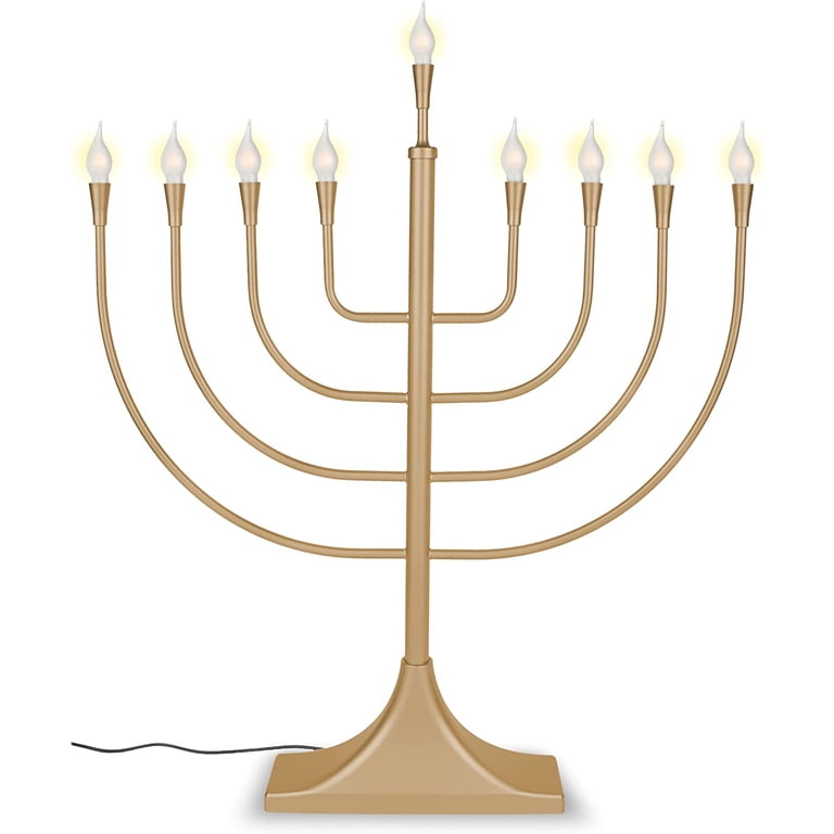 Extra Large Electric Menorah, 23 Inches Satin Gold photo 1