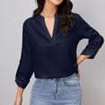 thumbnail image 2 of hotojiny Women Work Shirt Dressy Long Sleeve V Neck Lapel Business Tops Casual Loose Office Blouse Spring Fashion Outfits, 2 of 7