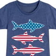 thumbnail image 3 of Instant Message - 4th of July - Shark American Flag - Toddler & Youth Girls Short Sleeve Graphic T-Shirt, 3 of 6