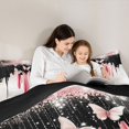 thumbnail image 5 of Homewish Glitter Romantic Butterfly Queen Comforter Set, Black Pink Sequin Print Bedding Sets, Teens Kids Girls Women Reversible Bedding Comforter Set, Lightweight Room Decor, 3pcs, 5 of 8