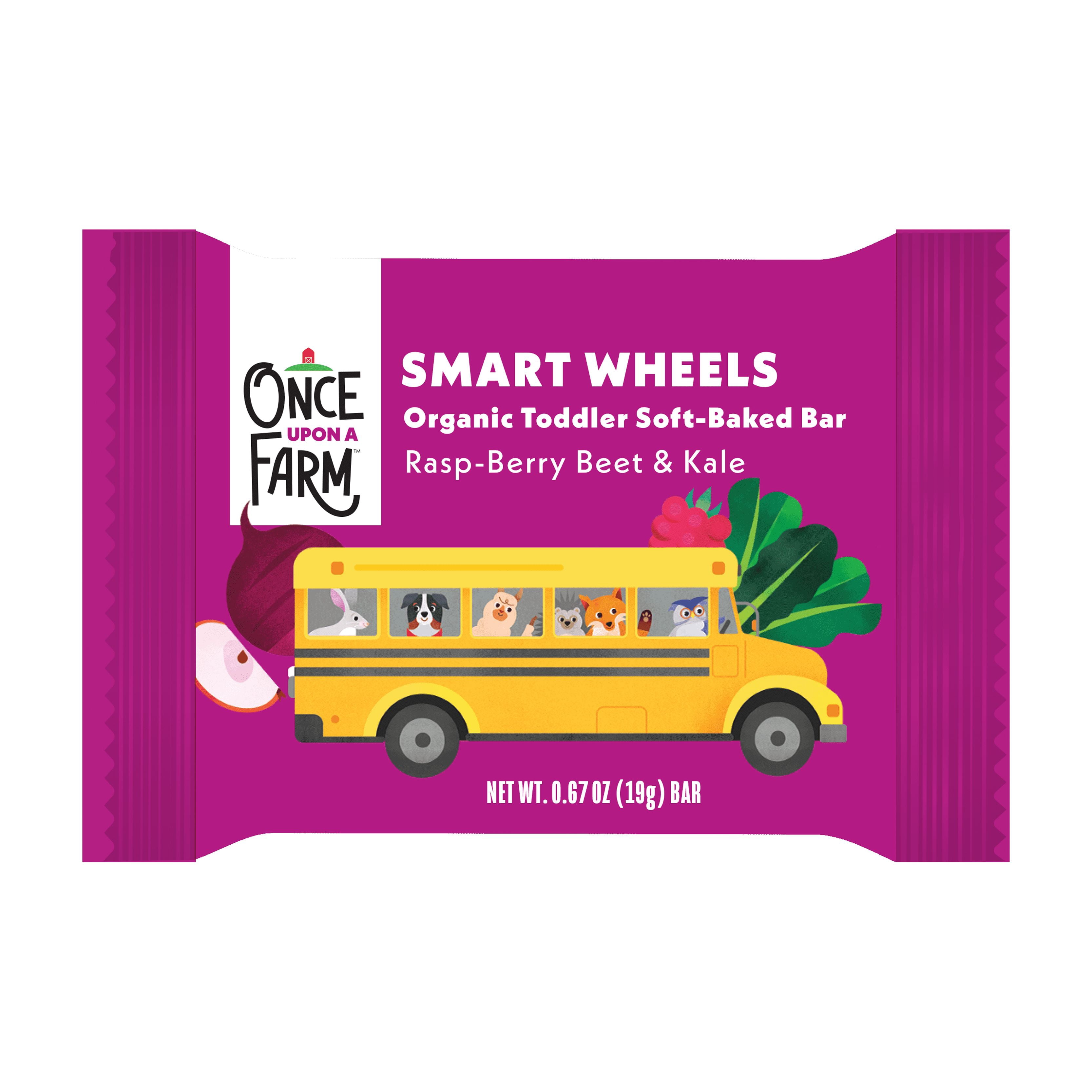 Once Upon a Farm Organic Smart Wheels Toddler Bar, Rasp-Berry & Kale, 5ct