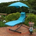 thumbnail image 4 of Sunnydaze Steel Outdoor Floating Chaise Lounge Chair with Stand and Canopy - Set of 2, Teal, 4 of 8