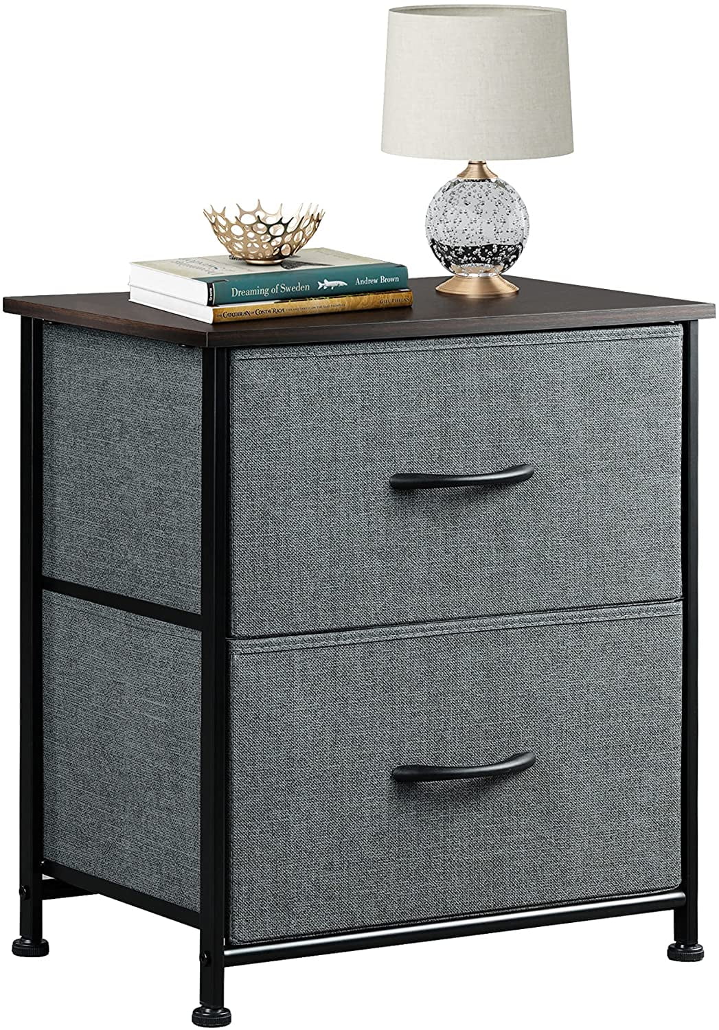 Details about   Set of 2 Nightstand Fabric Drawer Bedroom Chest Sofa Side Bedside Office Storage 