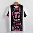 thumbnail image 3 of Pink Ribbon Love Faith Hope Women's Short Sleeve T-Shirt Crew Neck Casual Summer Trendy Loose Fit Tops, 3 of 6