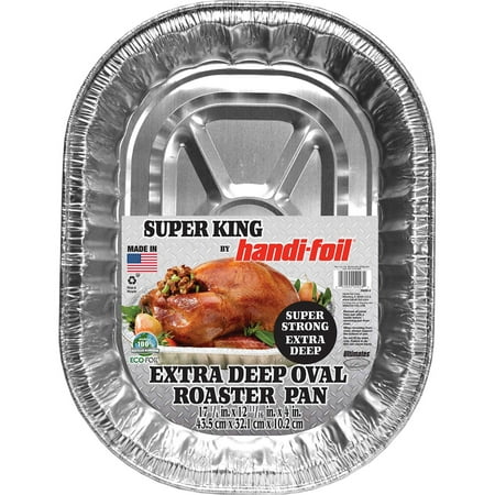 Handi-Foil Super King Aluminum Foil Extra Deep Oval Roaster Pan, 1 Count
