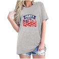 thumbnail image 1 of Tops Cortos para Mujeres Bandera de Moda Impresa Cuello Redondo, Camiseta de Manga 3/4 para Uso Diario, Casero Y Cómodo, 1 of 4