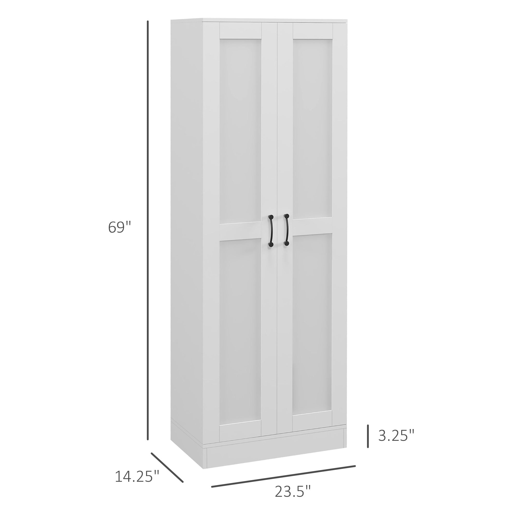 HOMCOM Storage Cabinet, Adjustable Shelves, Pantry Cupboard, White