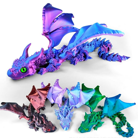 Chatgetd 3D Printed Dragon Ornament Articulated Dragon with Wings Flexible Dragon Desk Pet Stress Relief Toy for Adults Home Office Decor
