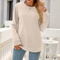 thumbnail image 2 of RYRJJ Oversized Sweatshirt for Women Long Sleeve Crewneck Casual Loose Side Split Pullover Tops Fall 2023 Trendy Clothes(Beige,S), 2 of 4