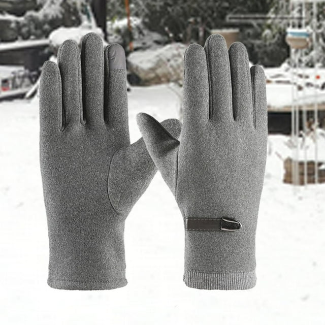 Gray Gloves Mittens Winter Men's Rabbit Fleece Plus Fleece Thickened Outdoor Riding Wind and Cold Three Line Screen Gloves