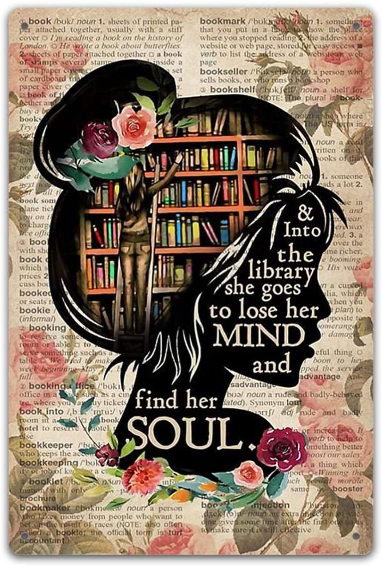 Books Into The Library Vertical Poster, Girl Love Books Vintage Wall