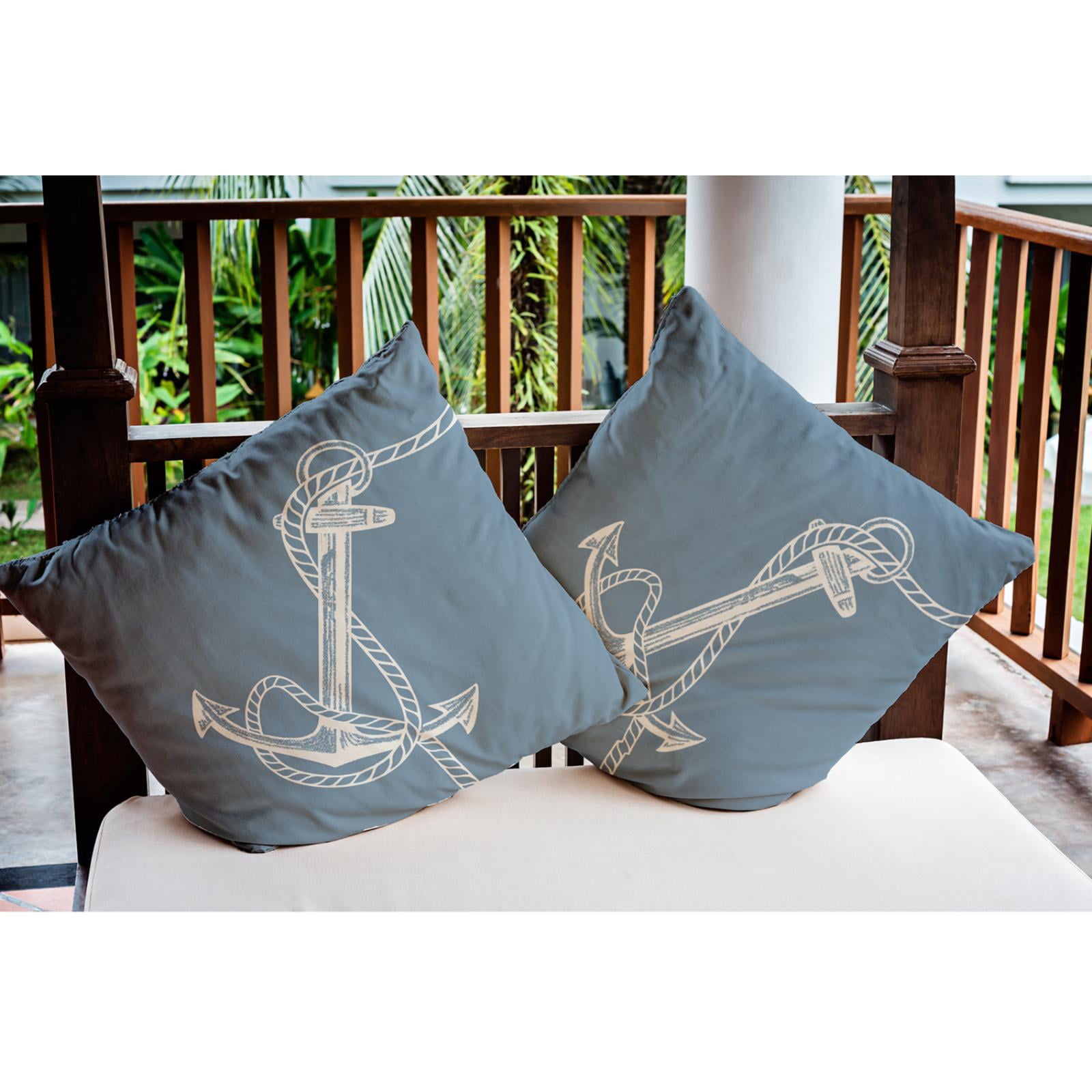 E by Design Anchored Nautical Indoor/Outdoor Throw Pillow