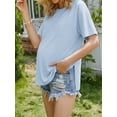 thumbnail image 2 of Weardear 4 Packs Maternity Shirts Crew Neck Batwing Short Sleeve Pregnancy Tunic Tops Split Side Summer T Shirt for Women, 2 of 6
