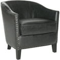thumbnail image 4 of SAFAVIEH Evander Bicast Leather Club Chair, Antique Black with Brass Nail Heads, 4 of 4