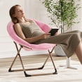 thumbnail image 2 of Cozy saucer chair con faux fur & metal frame: soft plush folding lounge chair para dormitorio, sala de estar & dorm | perfect gift para all ages - rosa gold edition|, 2 of 9