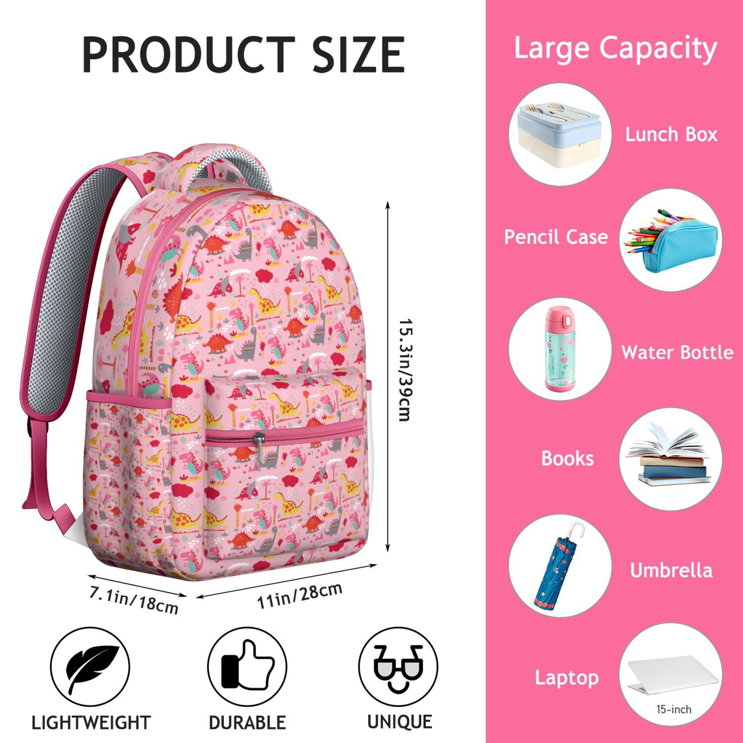 Roaring Dinosaur in Nature Backpack - Stylish Waterproof School Bag with Ergonomic Shoulder Straps