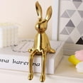 thumbnail image 2 of Brass Sitting Bunny, Gold Rabbit Figurine Statue, Ceramic Electroplate Bunny Decor for Desk, Cabinet, Bookshelf, Home, Office, Hotel, and Easter Decoration, 2 of 7