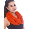 thumbnail image 2 of Winter Warm Knitted Large-Weave Infinity Scarf in Lightly Sequined Yarn, Orange, 2 of 3